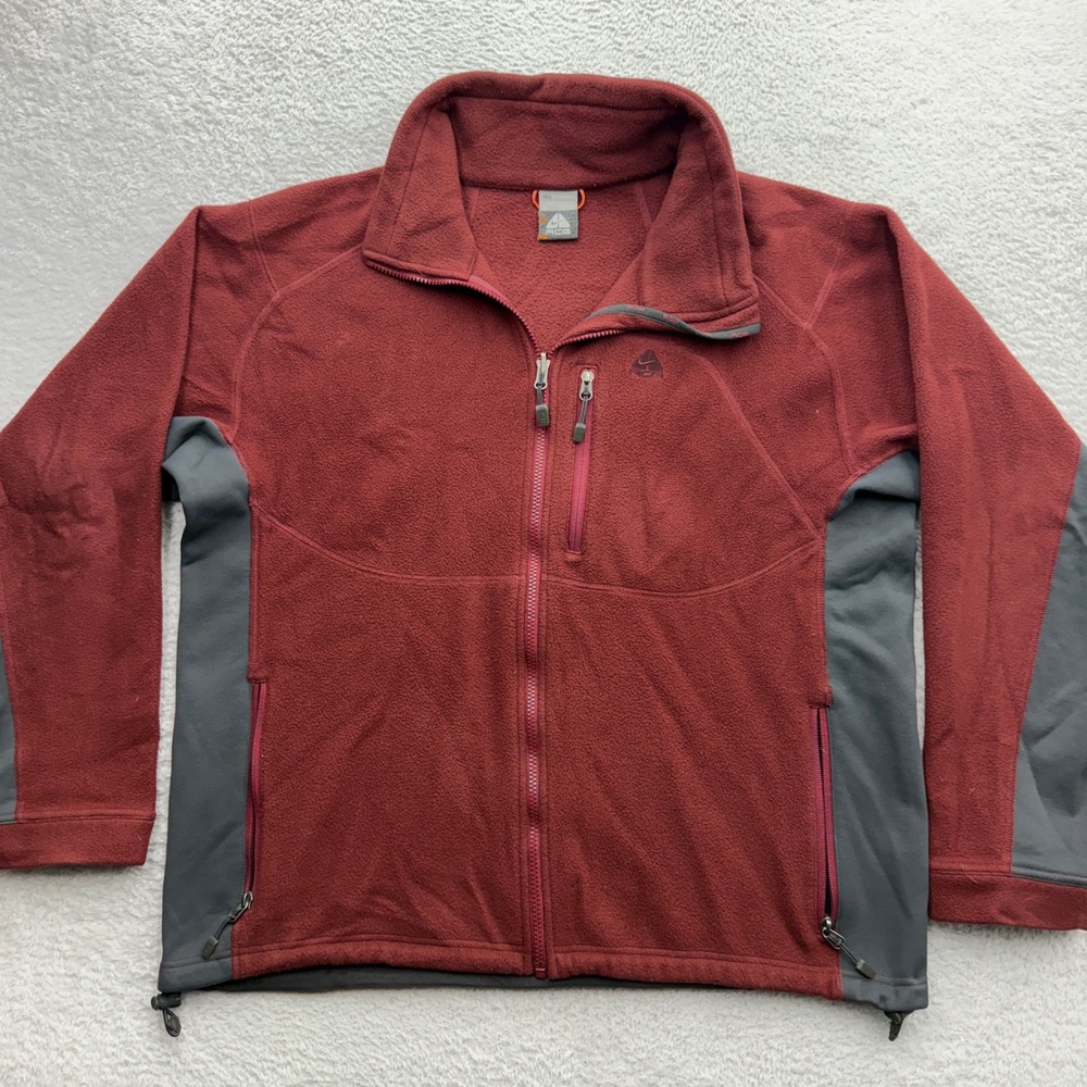 Nike ACG Fit Therma Fleece Jacket Mens Large Burgundy Grey Full Zip Gorpcore